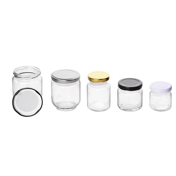 Clear Clear Straight Sided Glass Jars w/ Gold Metal Plastisol