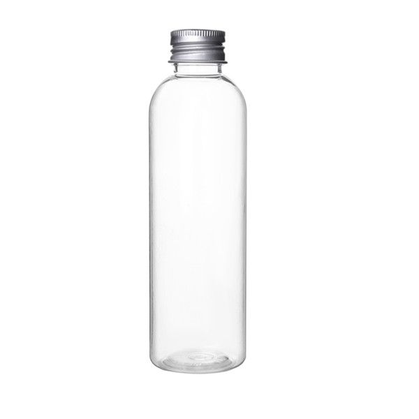 (6) 8 oz. Clear Food Grade Plastic Juice Bottles 8 oz. with Caps (6/pack)  (8 oz., White Lids)