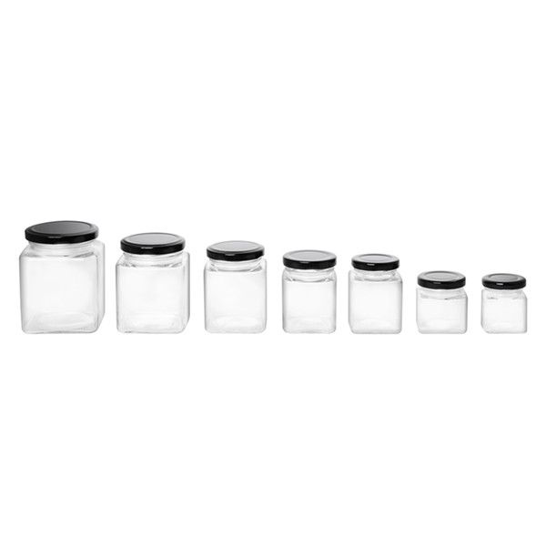 300ml Square Glass Jars With Lids (10 oz)